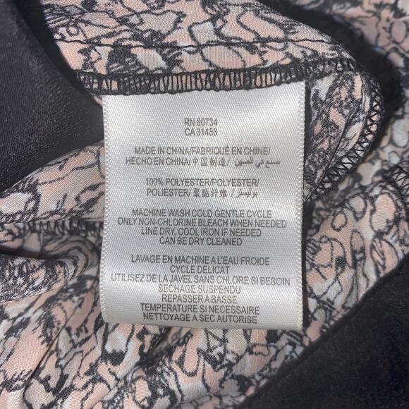 BCBG Abstract Print Boat Neck Open Cross Back Cutout Long Sleeve Blouse - Picture 8 of 10